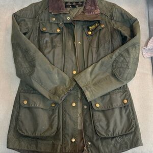 Barbour Olive Waxed Coat size 4